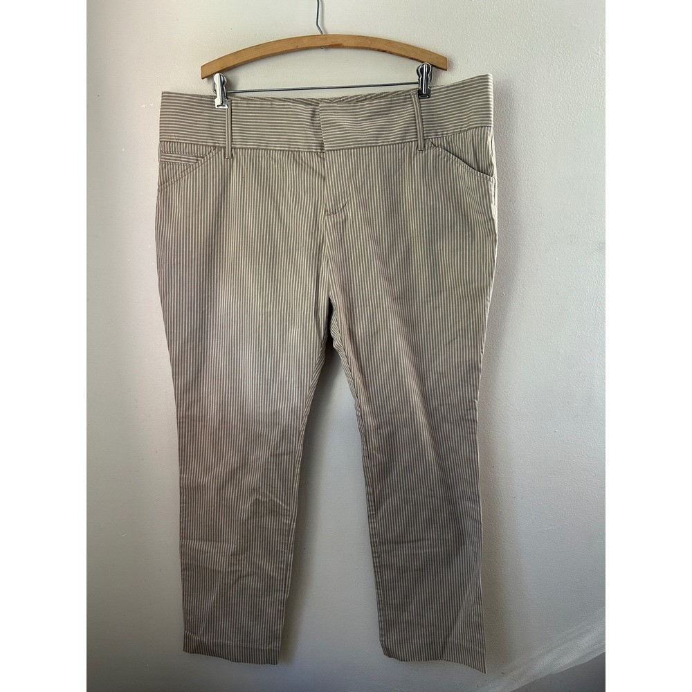 OLD NAVY Women's Beige Pinstripe Stretch Pants Size 18 Straight Leg Office